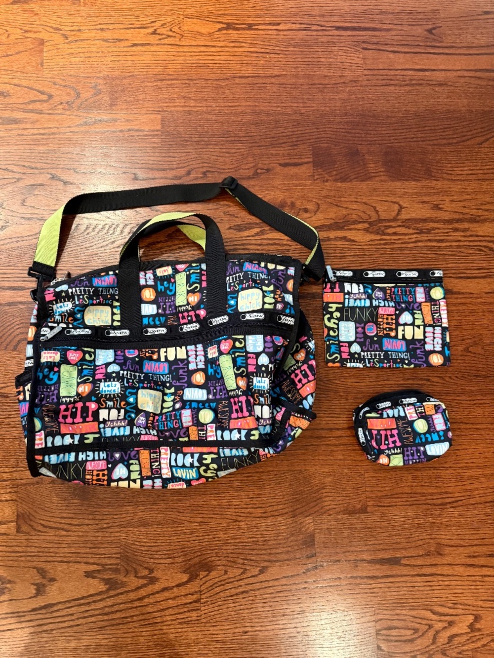 LeSportsac weekender duffel bag & 2 pouches